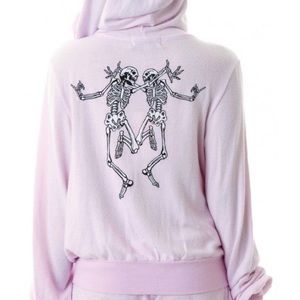 Wildfox Skeleton dance Malibu zip up hoodie